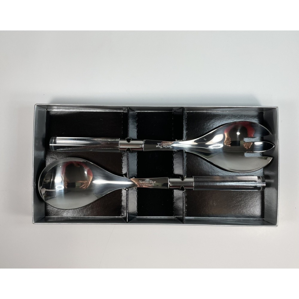 Silver 2 Pice Salad Server Set With Acrylic Handles Made Of N Japan